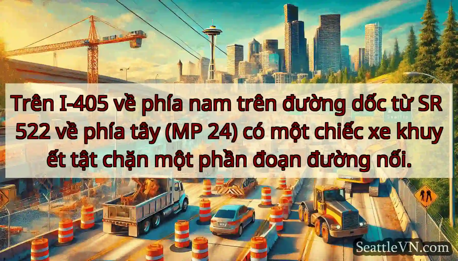 Trên I-405 về phía nam trên đường dốc từ SR 522