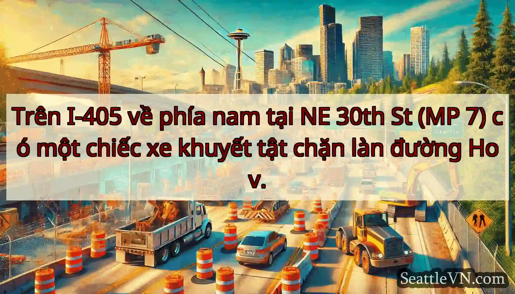 Trên I-405 về phía nam tại NE 30th St (MP 7) có