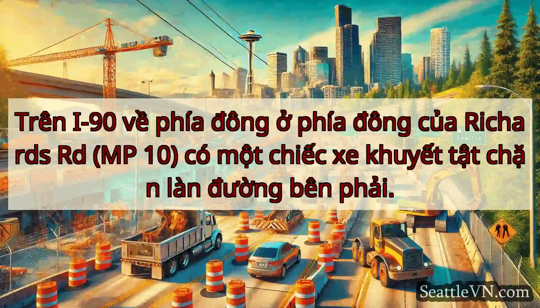 Trên I-90 về phía đông ở phía đông của Richards