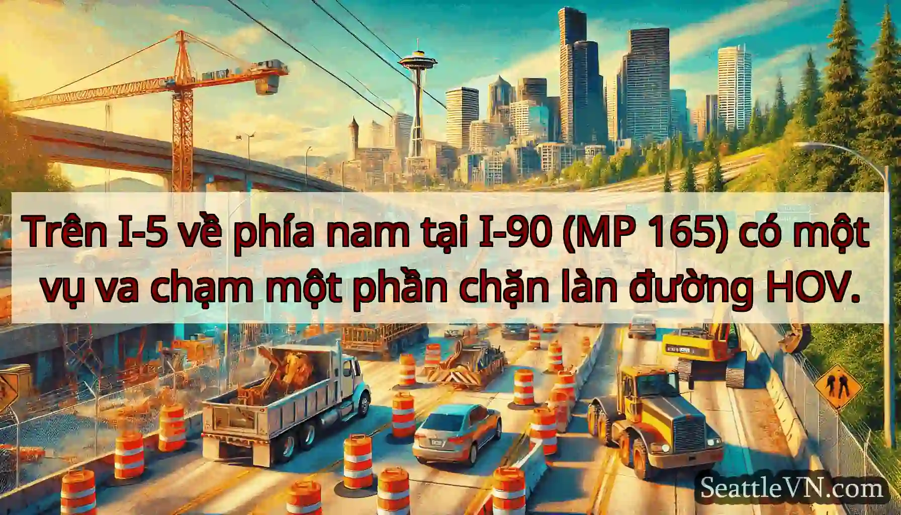Trên I-5 về phía nam tại I-90 (MP 165) có một vụ