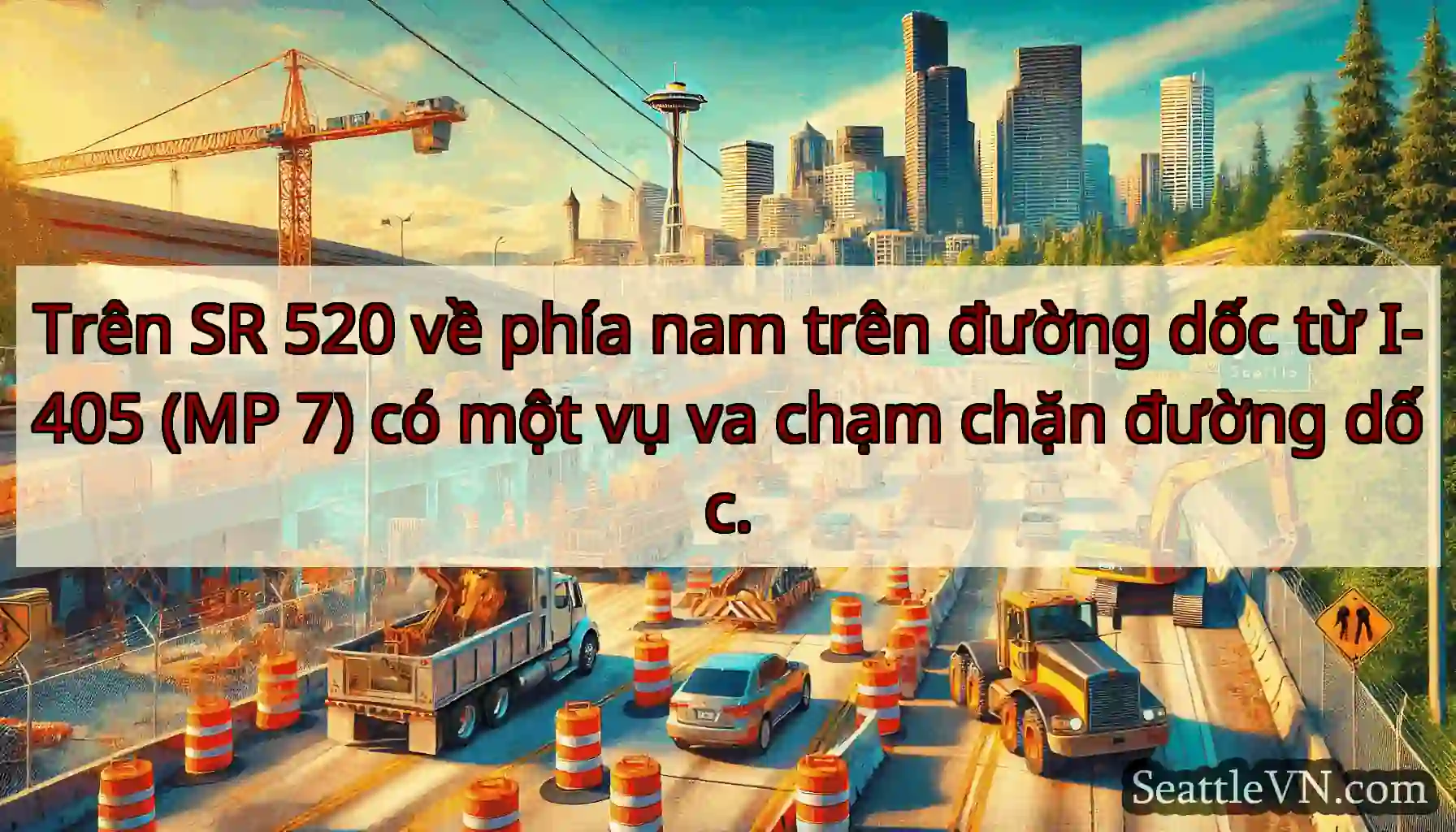 Trên SR 520 về phía nam trên đường dốc từ I-405