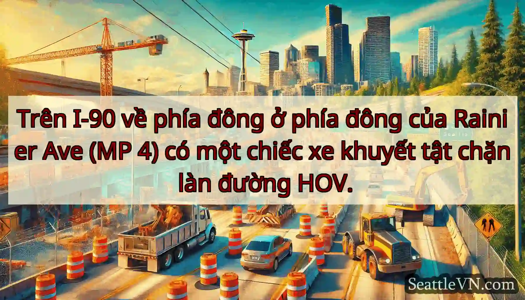 Trên I-90 về phía đông ở phía đông của Rainier