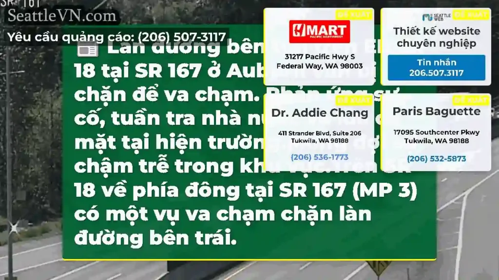 Làn đường bên trái trên EB SR 18 tại SR 167 ở