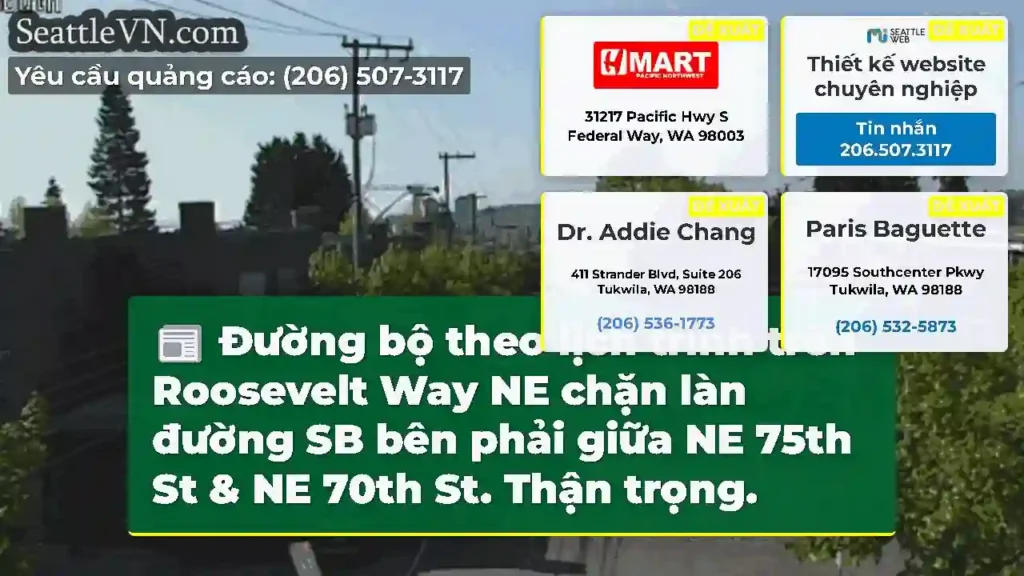 Đường bộ theo lịch trình trên Roosevelt Way NE