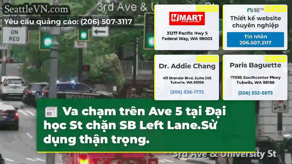 Va chạm trên Ave 5 tại Đại học St chặn SB Left