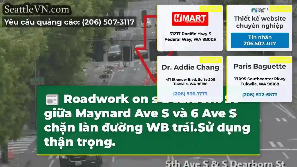 Roadwork on s Dearborn St giữa Maynard Ave S và 6