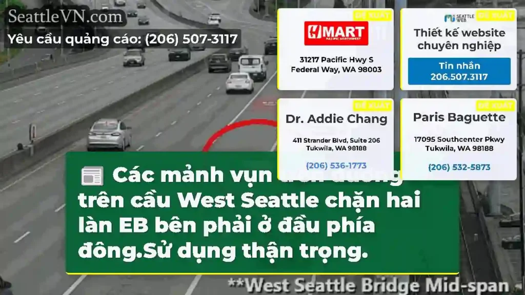 Các mảnh vụn trên đường trên cầu West Seattle