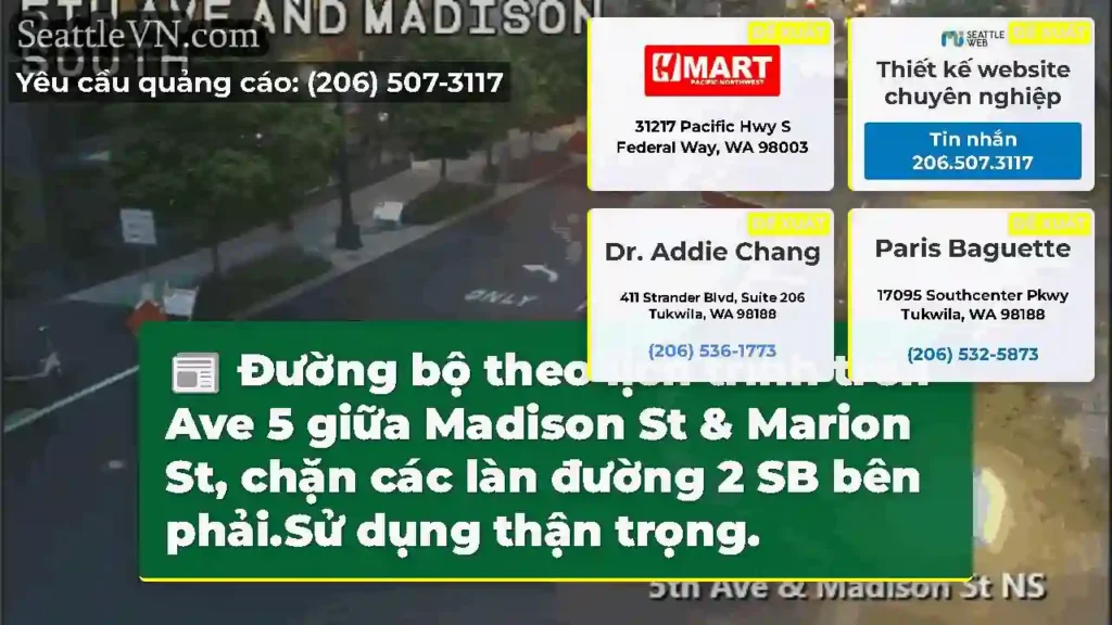 Đường bộ theo lịch trình trên Ave 5 giữa Madison