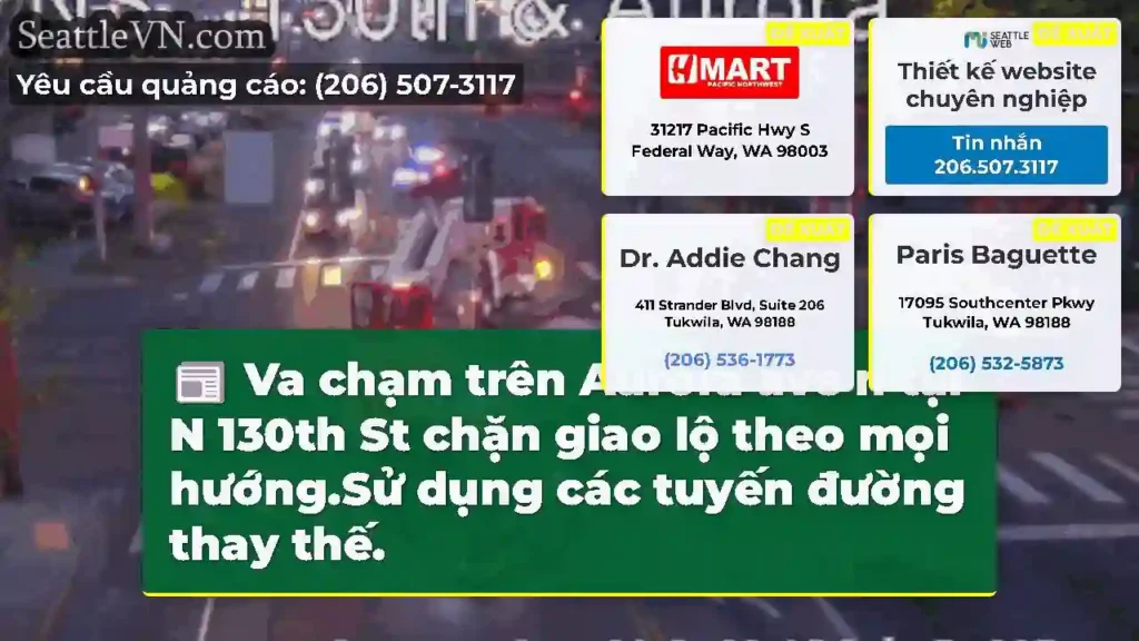 Va chạm trên Aurora ave n tại N 130th St chặn