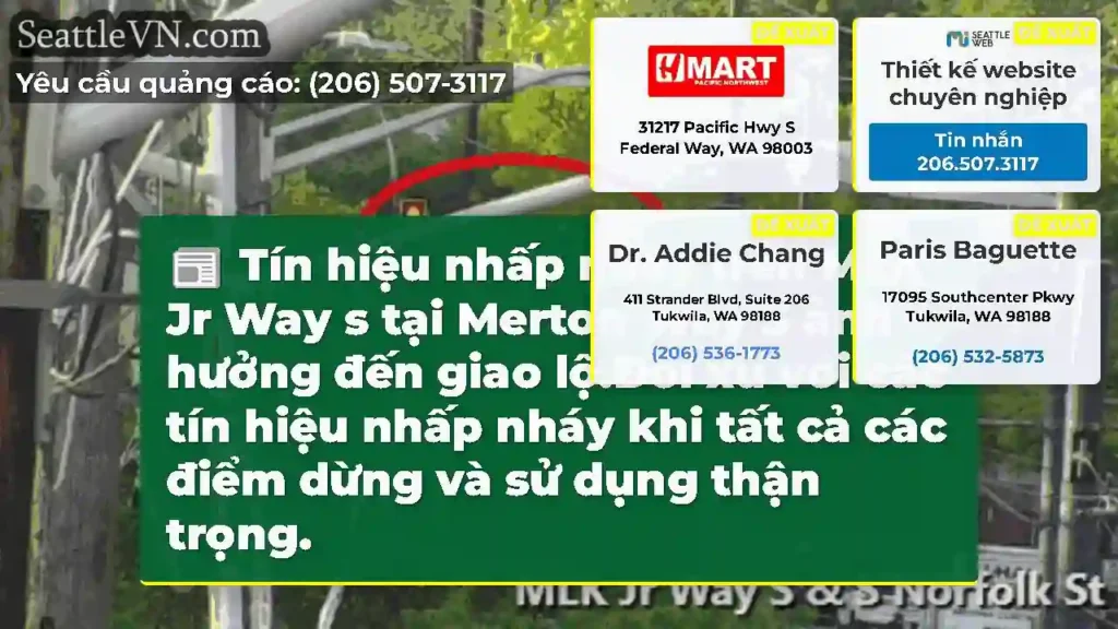 Tín hiệu nhấp nháy trên MLK Jr Way s tại Merton