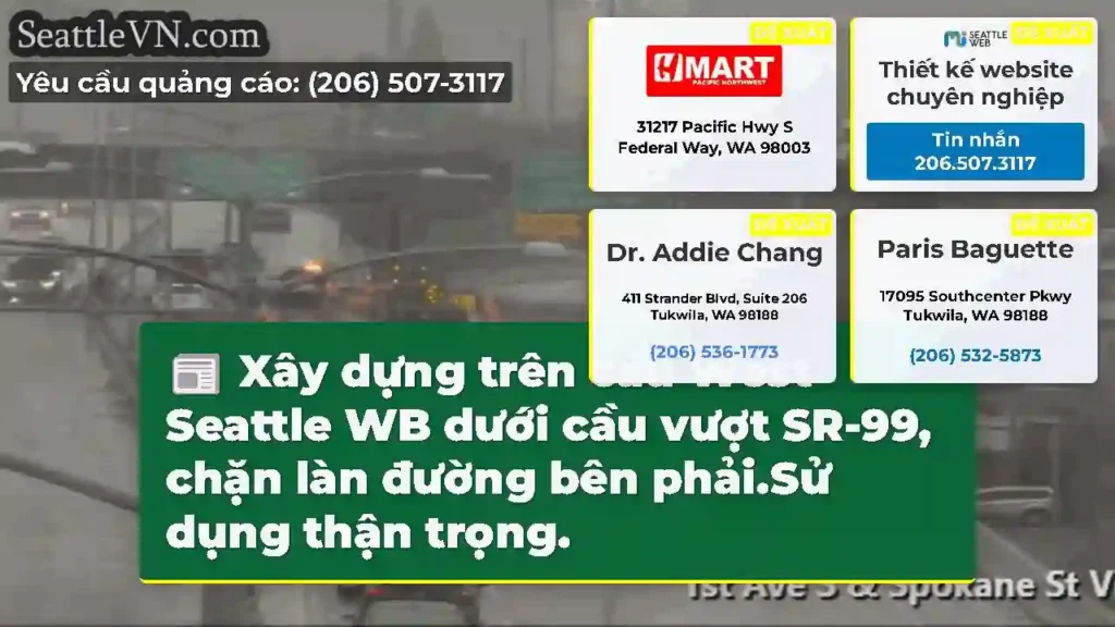 Xây dựng trên cầu West Seattle WB dưới cầu vượt