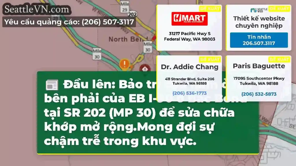 Đầu lên: Bảo trì cầu nằm ở làn bên phải của EB
