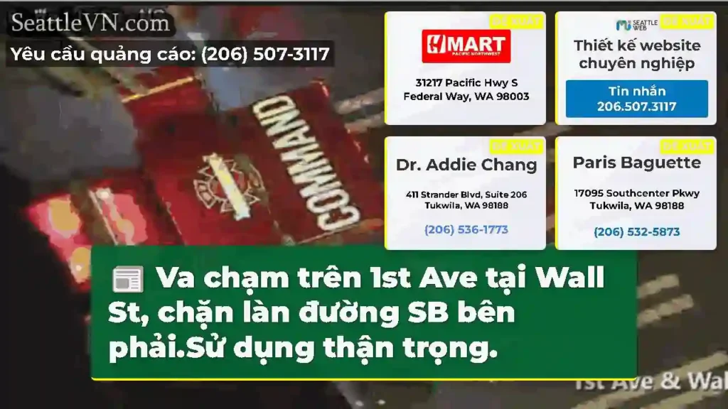 Va chạm trên 1st Ave tại Wall St, chặn làn đường