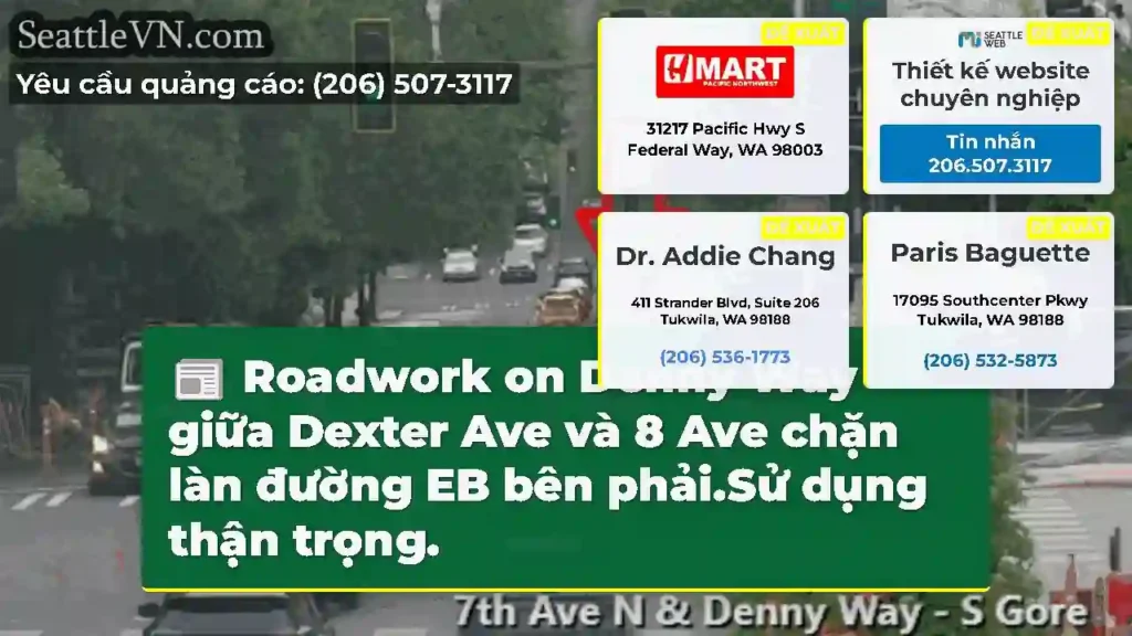 Roadwork on Denny Way giữa Dexter Ave và 8 Ave