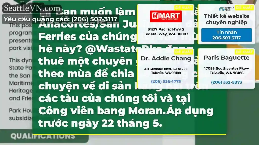 Bạn muốn làm việc trên tàu Anacortes/San Juan