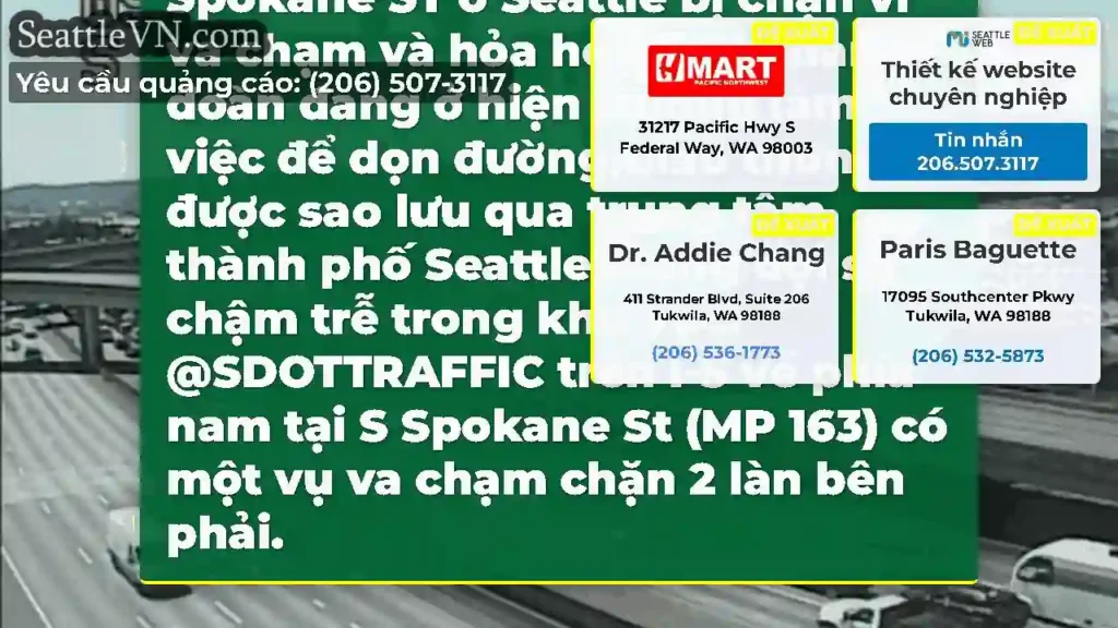 3 làn bên phải trên SB I-5 tại Spokane ST ở