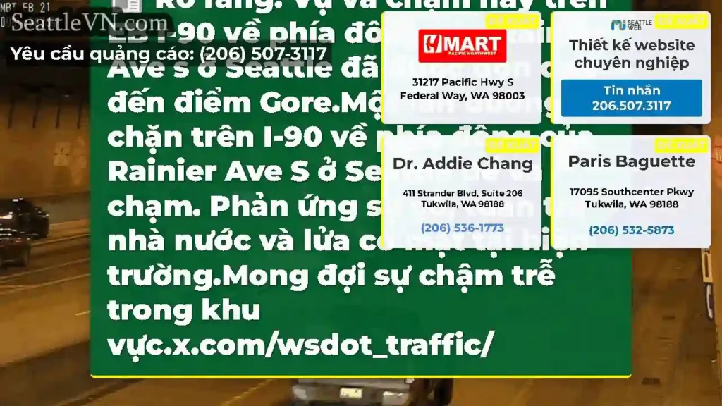 Rõ ràng: Vụ va chạm này trên EB I-90 về phía đông