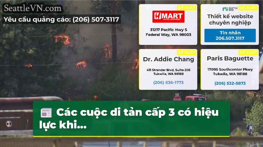 Các cuộc di tản cấp 3 có hiệu lực khi...