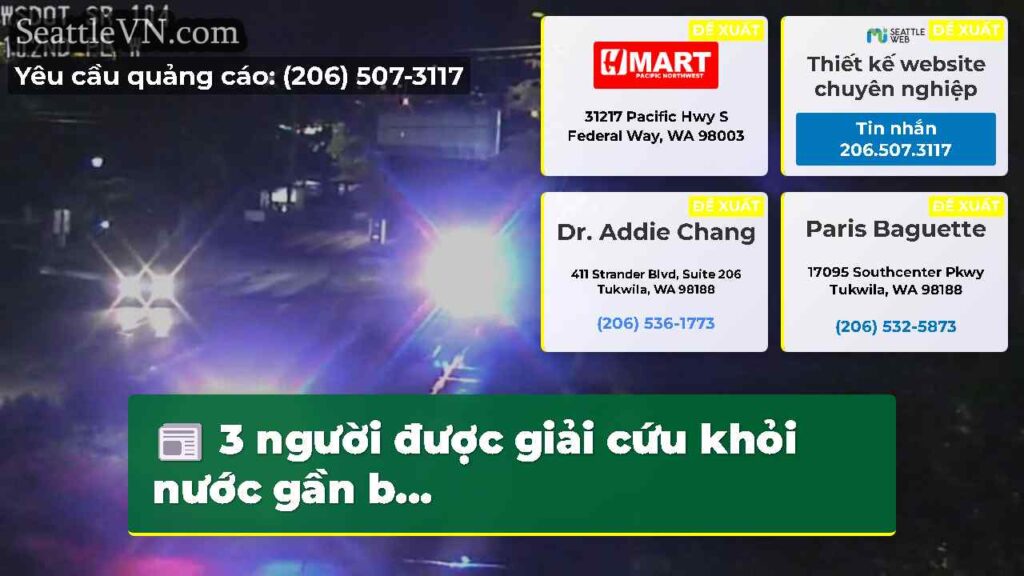 3 người được giải cứu khỏi nước gần b...