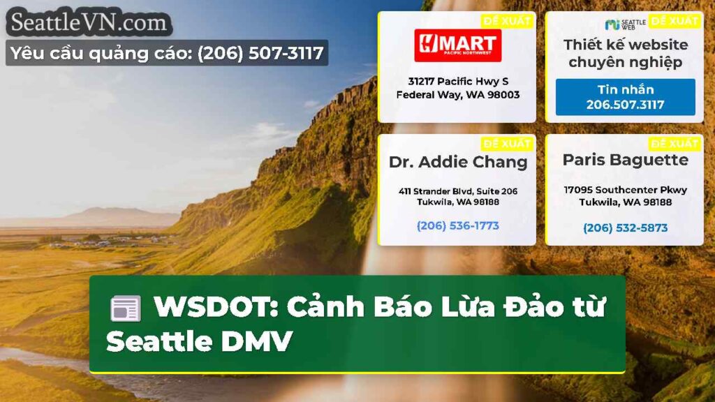 WSDOT: Cảnh Báo Lừa Đảo từ Seattle DMV