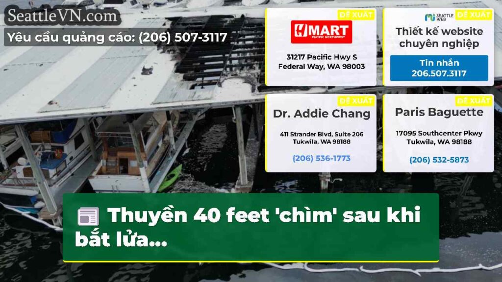 Thuyền 40 feet 'chìm' sau khi bắt lửa...