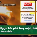 Ngọn lửa phá hủy một phần của tòa nhà…