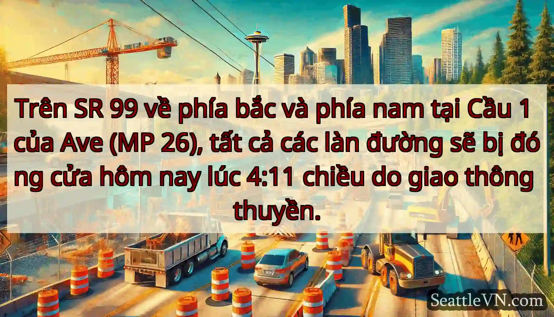 Trên SR 99 về phía bắc và phía nam tại Cầu 1 của