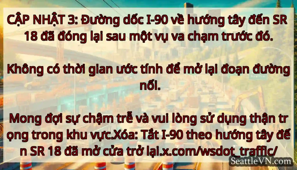 CẬP NHẬT 3: Đường dốc I-90 về hướng tây đến SR 18