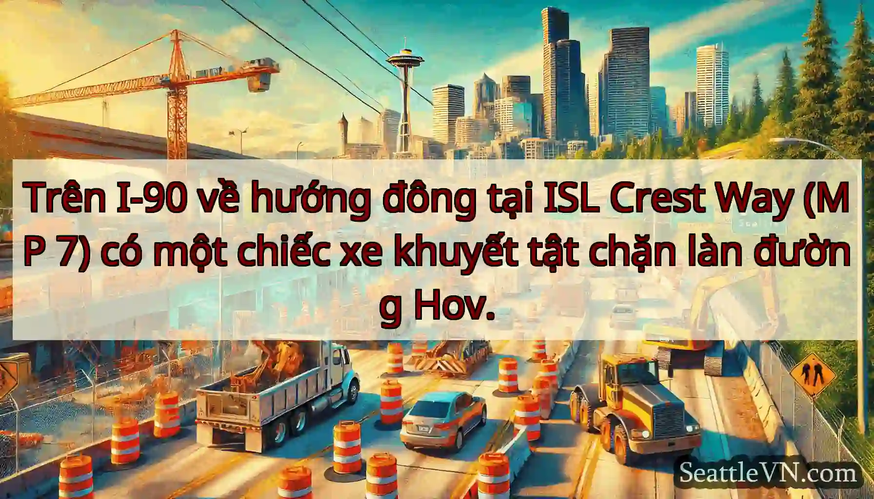 Trên I-90 về hướng đông tại ISL Crest Way (MP 7)