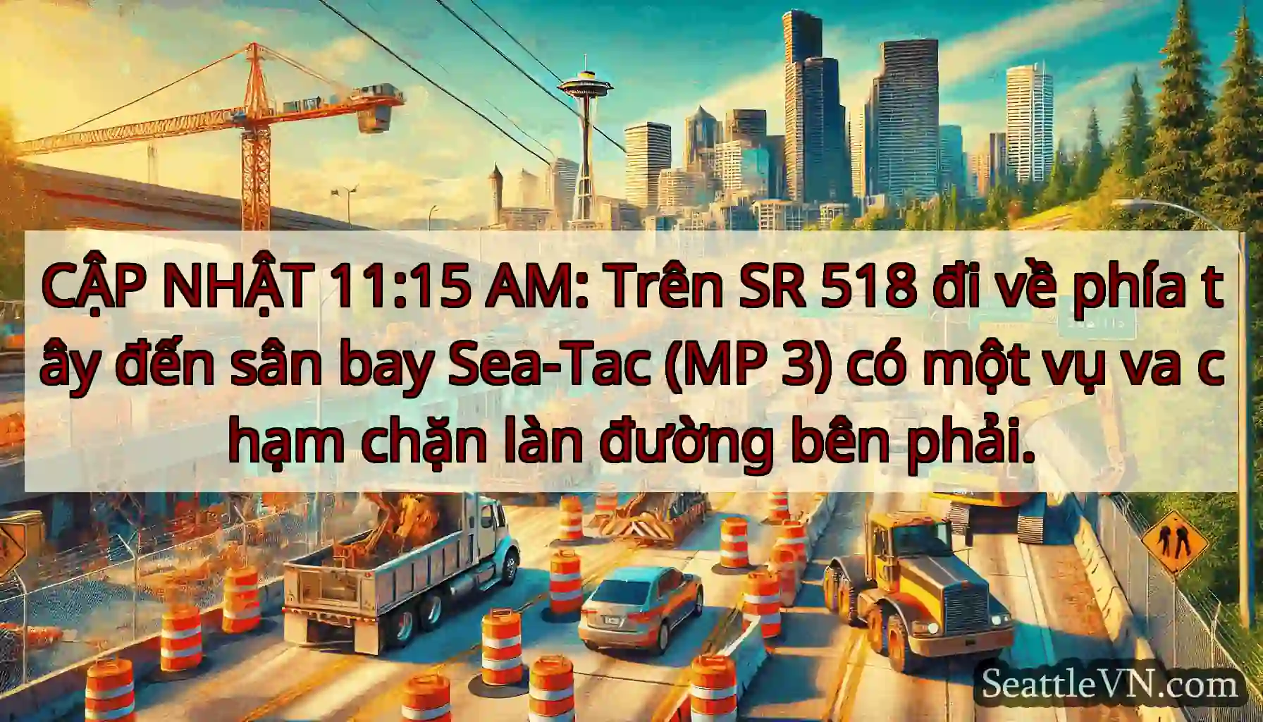 CẬP NHẬT 11:15 AM: Trên SR 518 đi về phía tây đến