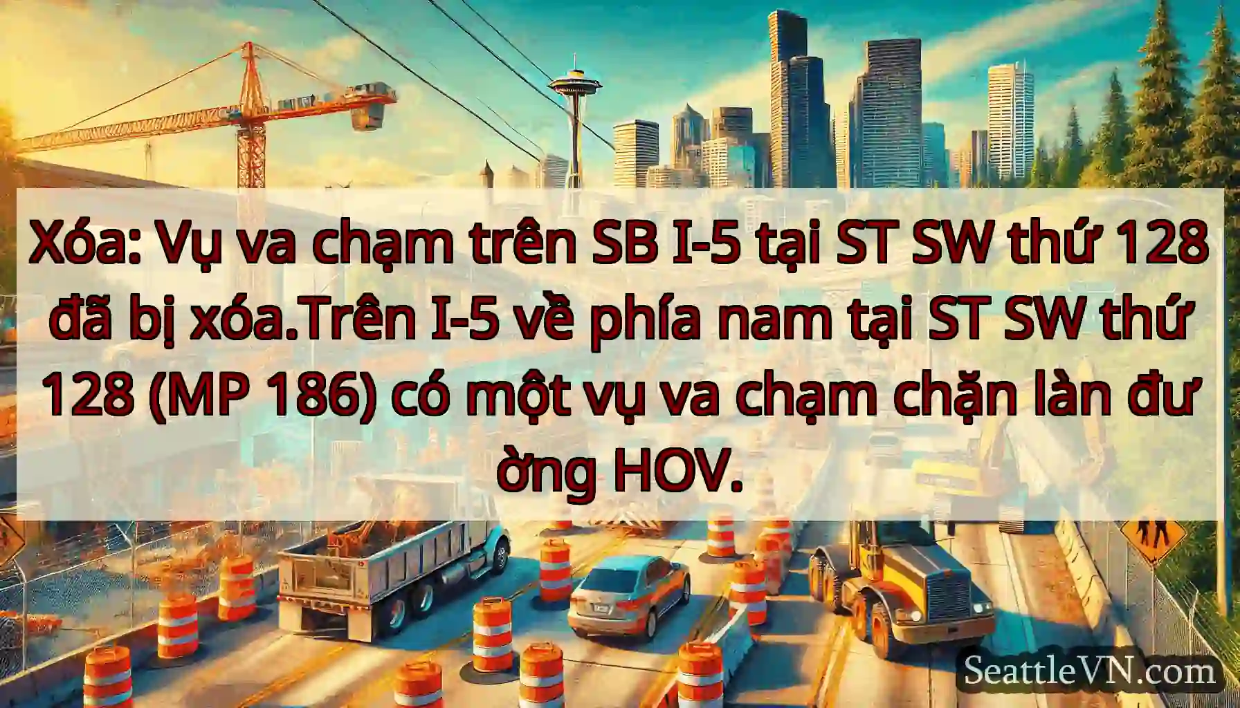 Xóa: Vụ va chạm trên SB I-5 tại ST SW thứ 128 đã