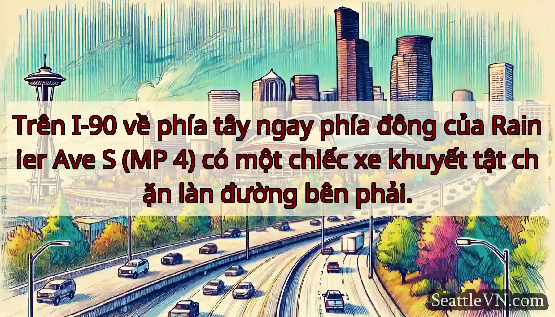 Trên I-90 về phía tây ngay phía đông của Rainier