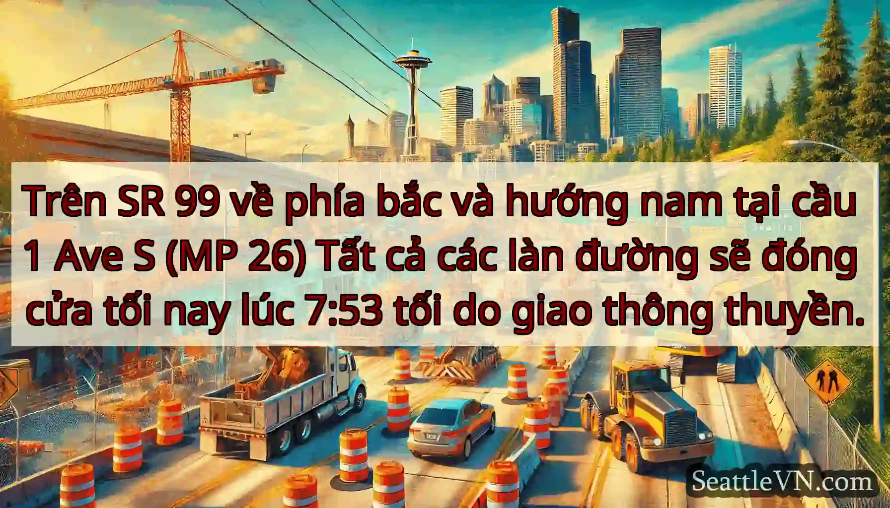 Trên SR 99 về phía bắc và hướng nam tại cầu 1 Ave