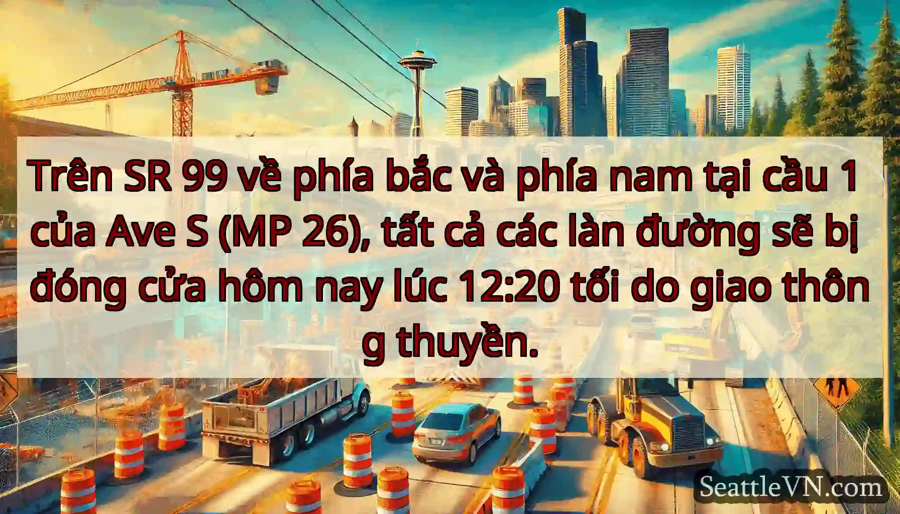Trên SR 99 về phía bắc và phía nam tại cầu 1 của