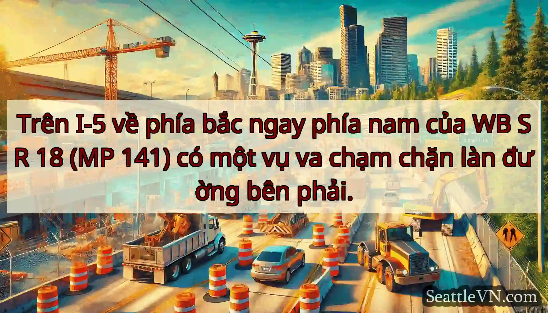 Trên I-5 về phía bắc ngay phía nam của WB SR 18