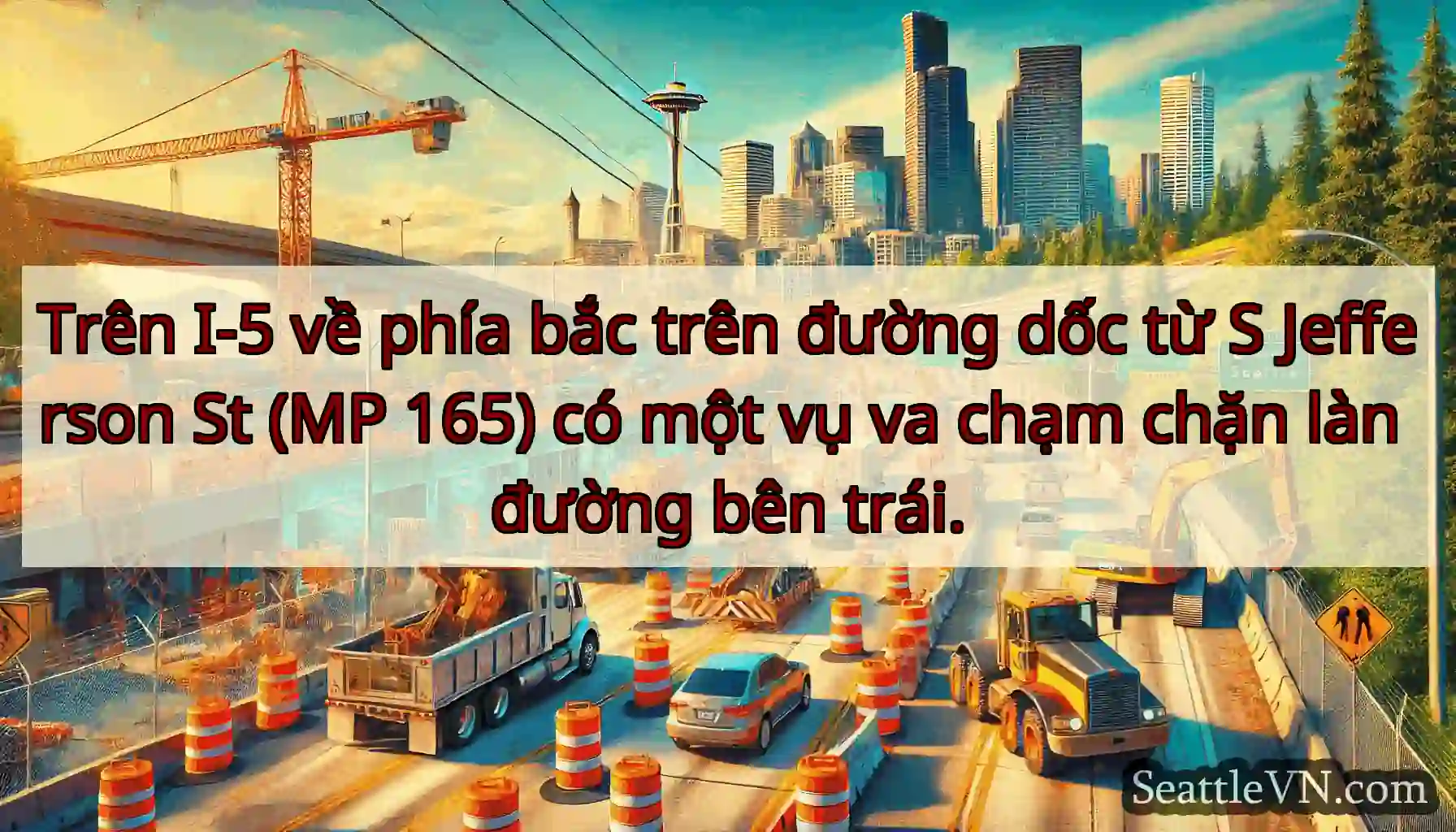 Trên I-5 về phía bắc trên đường dốc từ S