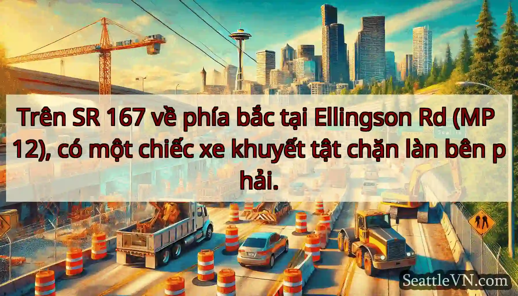 Trên SR 167 về phía bắc tại Ellingson Rd (MP 12),