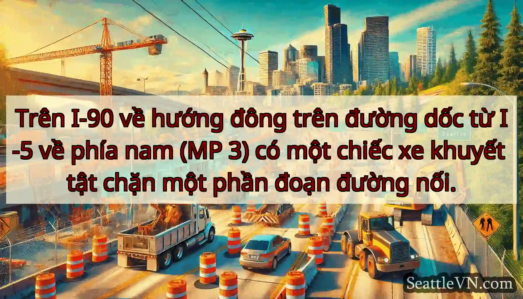 Trên I-90 về hướng đông trên đường dốc từ I-5 về