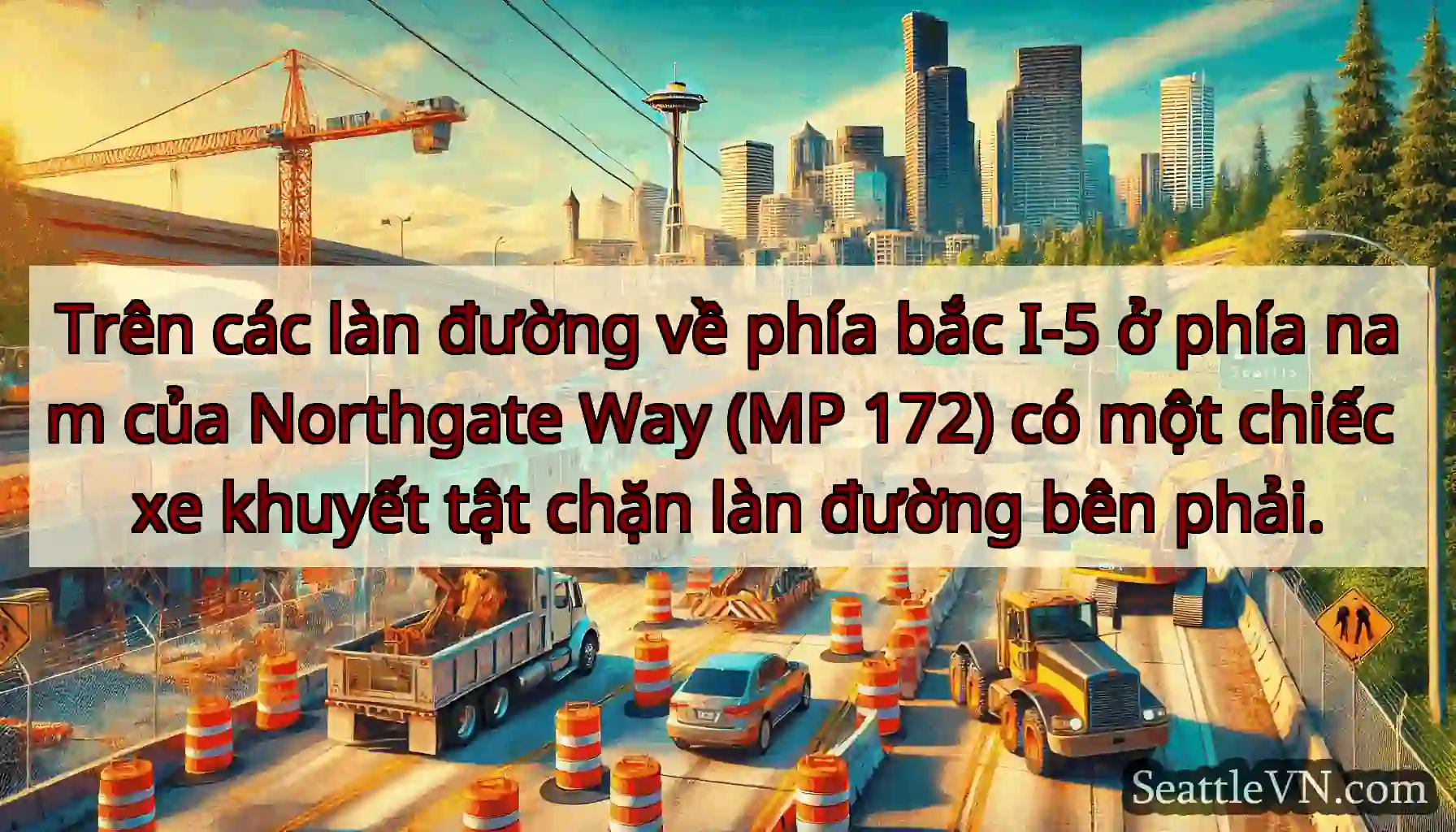 Trên các làn đường về phía bắc I-5 ở phía nam của
