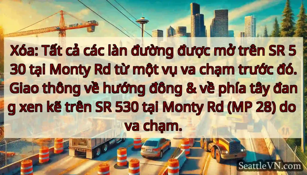 Xóa: Tất cả các làn đường được mở trên SR 530 tại