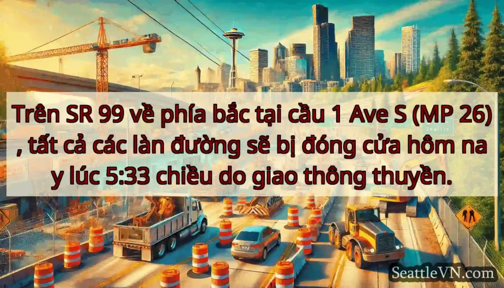 Trên SR 99 về phía bắc tại cầu 1 Ave S (MP 26),