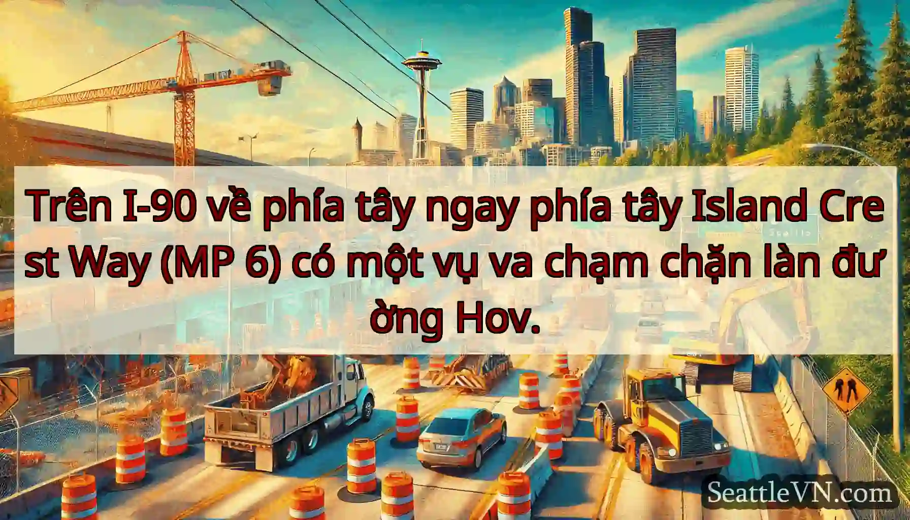 Trên I-90 về phía tây ngay phía tây Island Crest