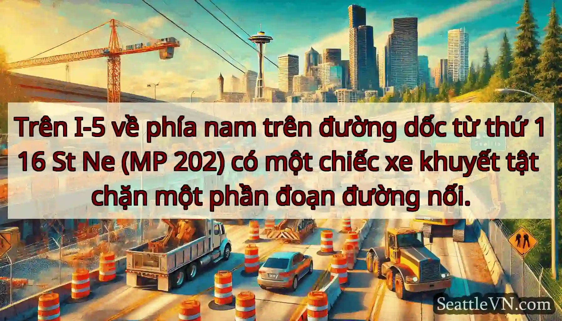 Trên I-5 về phía nam trên đường dốc từ thứ 116 St