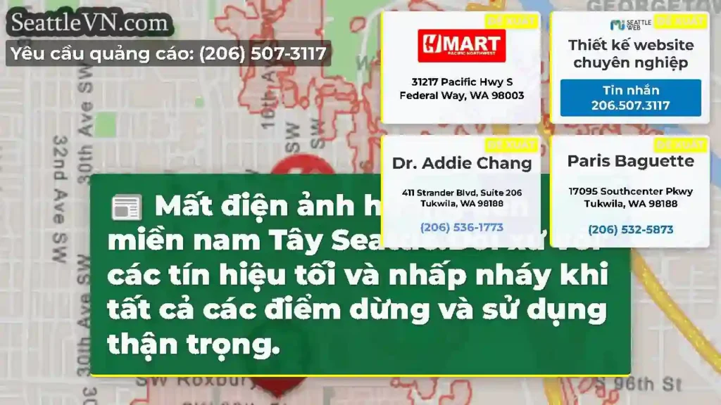 Mất điện ảnh hưởng đến miền nam Tây Seattle.Đối