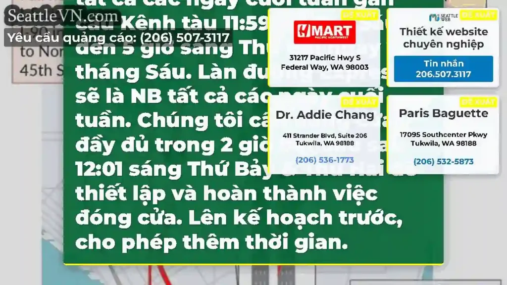 NB I-5 giảm xuống còn 2 làn tất cả các ngày cuối