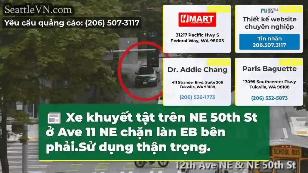 Xe khuyết tật trên NE 50th St ở Ave 11 NE chặn