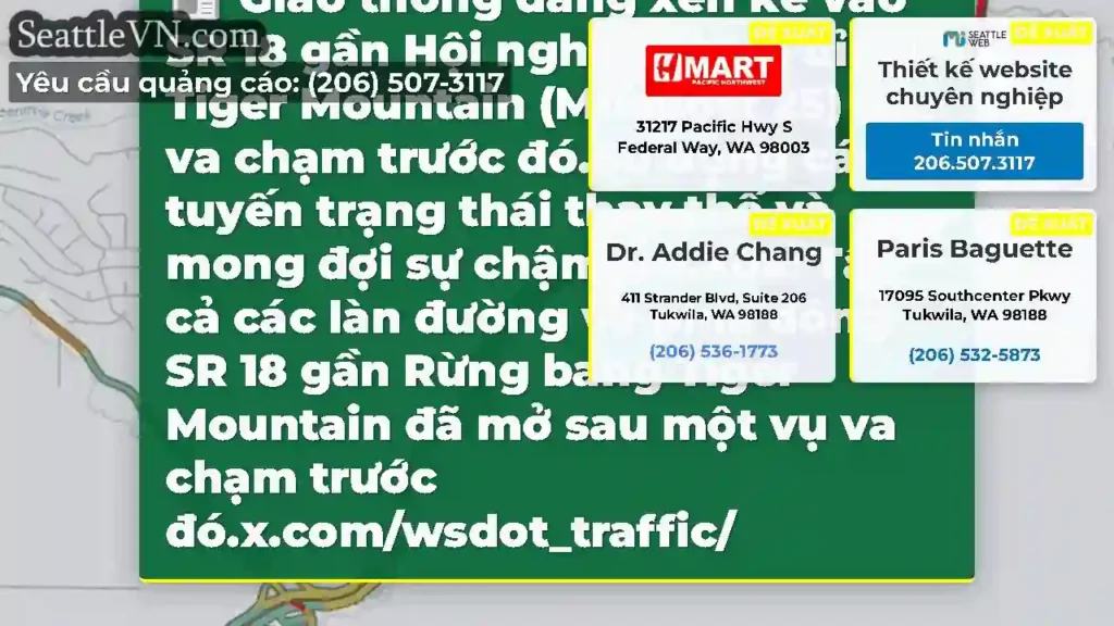 Giao thông đang xen kẽ vào SR 18 gần Hội nghị