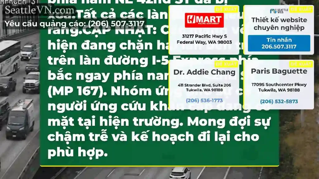 CẬP NHẬT: Các mảnh vỡ trên làn đường NB I-5