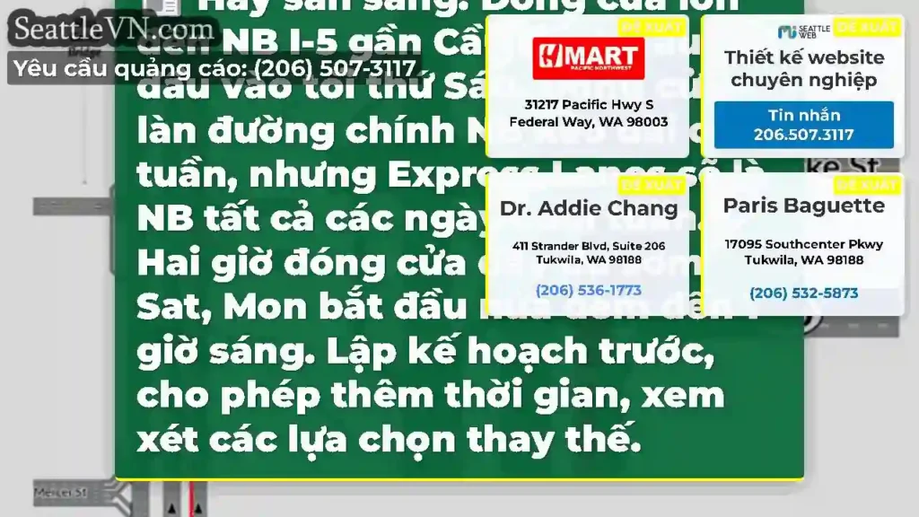 Hãy sẵn sàng: Đóng cửa lớn đến NB I-5 gần Cầu