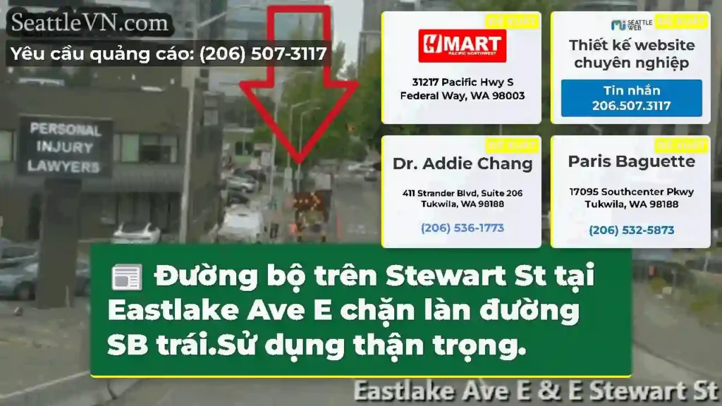 Đường bộ trên Stewart St tại Eastlake Ave E chặn
